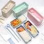 Imagem de Marmita 3 Compartimentos Com Talheres E Trava Lateral Lunch Box 900ml