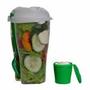 Imagem de Marmita copo para salada e frutas grande 900ml com garfo e porta temperos e molhos