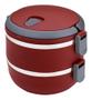 Imagem de Marmita Dupla Térmica Aço Inox 2 Compartimentos Vedação Lunch Box Vermelha lb1234-vm Euro Home