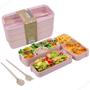 Imagem de Marmita Lancheira Porta Alimenteos Japonesa (Bento) Com 3 Compartimentos e Talheres 900ml