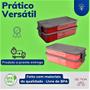Imagem de Marmita Plástica Dupla Com Garfo Colher 2 Potes Vasilha 1,3L