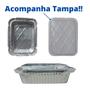 Imagem de Marmitinha Alumínio Tampa Plástica Descartável 250ML  Embalagem Marmitex 100UN