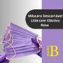 Imagem de MASCARA DESCARTAVEL EM TNT LILAS TRIPLA C/ ELAST ROSA CX c/ 50unid.