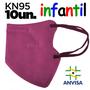 Imagem de Máscara KN95 / PFF2 / N95  infantil rosa colorida - caixa 10 unidades 5 camadas meltblow BFE 98% + feltro de coton + tnt spunbond hospitalar hipoalerg