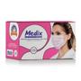 Imagem de Máscara Medix Tripla Descartável Rosa Caixa com 50 Unidade Kit com 4 caixas