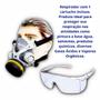 Imagem de Máscara Respirador Facial Para Proteção Química Gases VOGA Com 1 Filtro + Óculos de Segurança Proteção Epi Semelhante 3m Dentista Enfermagem Incolor
