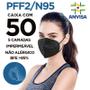 Imagem de Máscara Respirador PFF2 / N95 preta 50 unidades - múltiplas camadas duplo meltblow BFE 98% + feltro 