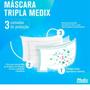 Imagem de Máscara Tripla Descartável com Elástico C/ 50 Unid - Medix 