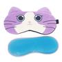 Imagem de Máscaras de Dormir Relaxante para os Olhos com Gel Térmico para Compressa Fria e Quente Reduz Olheiras Gatinho Rosa Laço