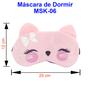 Imagem de Máscaras de Dormir Relaxante para os Olhos com Gel Térmico para Compressa Fria e Quente Reduz Olheiras Gatinho Rosa Laço