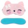 Imagem de Máscaras de Dormir Relaxante para os Olhos com Gel Térmico para Compressa Fria e Quente Reduz Olheiras Gatinho Rosa Laço