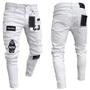 Imagem de Masculino Ripped Stretch Jeans Branco S