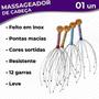 Imagem de Massageador de Cabeça Inox 12 Pontas Macias Anti Estresse Relaxante - Novo Século