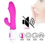 Imagem de Massageador Feminino Dupla Penetração Ponto G e Estimulador Rosa de Silicone 30 Modos de Vibração Duplo Motor Ema 19.5x3.5cm  Sex Shop