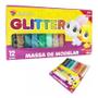 Imagem de Massinha de modelar com glitter 12 Cores 180g escolar papelaria multiuso