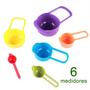 Imagem de Medidores de Cozinha de Encaixar Kit 6 Medidores Cozinha Coloridos Colher Sopa Copo Dosadora Bolos