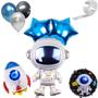 Imagem de Mega Kit 155 Un, Balão Astronauta 75cm + Balão Bexiga Brilhantes + Balão Estrelas Metalizadas, Balão Temático Astronauta