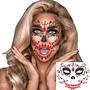 Imagem de Meia 7/8 Halloween + Adesivo Facial Face Jewels Caveira: Kit Fantasia Cosplay Carnaval