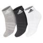 Imagem de Meia Adidas Cano Curto Cushioned Ankle Branca Cinza e Preta - Pack com 3 unidades - 35 ao 37