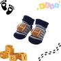 Imagem de Meia Infantil Bebe Menino 3D Bola Marron Pantufa Divertida