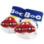 Imagem de Meia Pantufa Antiderrapante Infantil Bebê 6 a 12m Carrinho Adoleta 3D Menino Divertida