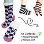 Imagem de Meia Térmica Lã Forrada Pelúcia Antiderrapante + 2 Pares de Meias Soft = Kit 3 Pares Sortidos