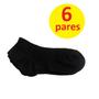 Imagem de Meias Cano Curto Soquete Preta Adulto 40-46-Kit c/ 6 Pares