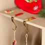 Imagem de Meias de Natal Meias de Metal Mantel Meias Cabides Prateleira Lareira Guirlanda Manto Grips Set para Decoração de Festa de Natal (Ouro, 8 Peças)