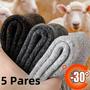 Imagem de Meias Masculinas de Lã Merino - 5 Pares de Meias Quentes para Inverno