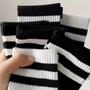 Imagem de Meias Masculinas Tubo Médio - 6 Pares (Preto, Branco e Listrado) - Primavera/Outono