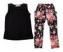 Imagem de Menina Floral Calça+blusa+faixa Com Laço