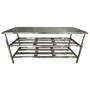 Imagem de Mesa Aço Inox Industrial 160x70x90 cm Prateleiro Duplo Fenestrado Nortinox