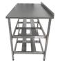 Imagem de Mesa Aço Inox Profissional 100x60x90 cm com 2 Prateleiras Fenestradas com Espelho Nortinox