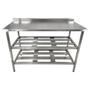 Imagem de Mesa Aço Inox Profissional 100x60x90 cm com 2 Prateleiras Fenestradas com Espelho Nortinox