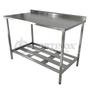 Imagem de Mesa Aço Inox Profissional 130x70x90 cm com Espelho e 1 Prateleira Fenestrada Nortinox