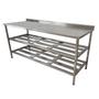 Imagem de Mesa Aço Inox Profissional 170x70x90 cm com 2 Prateleiras Fenestradas com Espelho Nortinox