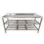 Imagem de Mesa Aço Inox Profissional 170x70x90 cm com 2 Prateleiras Fenestradas com Espelho Nortinox