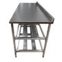 Imagem de Mesa Aço Inox Profissional 170x70x90 cm com 2 Prateleiras Fenestradas com Espelho Nortinox
