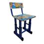 Imagem de Mesa ajustavel infantil com cadeira kit didatico para crianças mesinha de estudo azul meninos