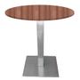 Imagem de Mesa Alpha Inox 73,50 cm (Alt) Base Quadrada Tampo MDP Redondo 80 cm (Larg) x 2,50 cm (Alt) Walnut