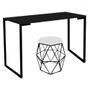 Imagem de Mesa Aparador Stan Industrial Buffet Balcão com Puff Luna material sintético Branco Preto Tampo Preto - Ahazzo Móveis