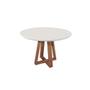 Imagem de Mesa Bennett Redonda Tampo Vidro Cor Off White Gloss Base Natural 115cm - 59324