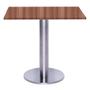 Imagem de Mesa Beta Big Inox 75 cm (Alt) Disco Redondo Tampo MDP Quadrado 80 cm (Larg) x 2,50 cm (Alt) Walnut