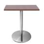 Imagem de Mesa Beta em Inox 75 cm (Altura) com Disco Redondo com Tampo em MDP Quadrado 60 cm Cor Imbuia