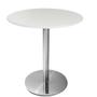 Imagem de Mesa Beta em Inox 75 cm (Altura) com Disco Redondo com Tampo em MDP Redondo 60 cm Cor Branco