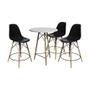 Imagem de Mesa Bistrô Eames Eiffel Branca com 3 Banquetas Pretas de Madeira