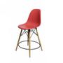 Imagem de Mesa Bistrô Eames Eiffel Vidro com 2 Banquetas Vermelhas de Madeira