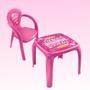 Imagem de Mesa C/ 1 Cadeira Infantil Usual Utilidades Lanchinho Brincadeira Estudo Beauty Rosa Meninas Mesinha Criança Suporta até 25kg