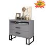 Imagem de Mesa cabeceira Bella MDF100% Luxo Cinza  Pés industriais Preto 60 Cm