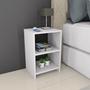 Imagem de Mesa Cabeceira em MDF Branco Quadrado com Divisórias